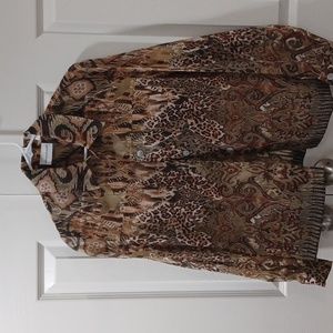 Alfred Dunner button down animal print Blouse, size 8.